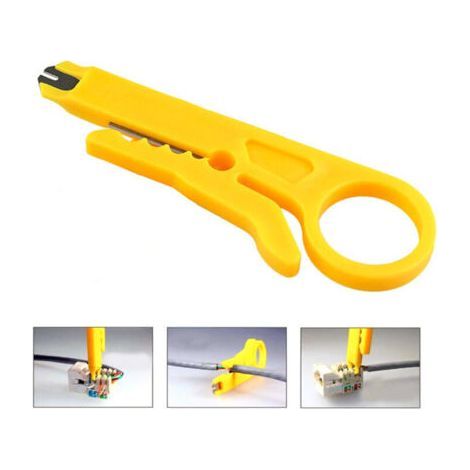 Dénudeur de fil 20pcs, dénudeur de fil trou, petit dénudeur de fil, outil de dénudage simple, pince à sertir de fil de filet, petit perforateur de fil de couteau jaune multifonctionnel. (1/4)