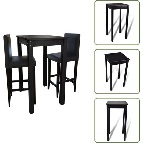 Barset Bartisch mit 2 Barhockern Schwarz - Essbereichssets - Barset - Bartisch - Hocker - Küchenstuhl (1/5)