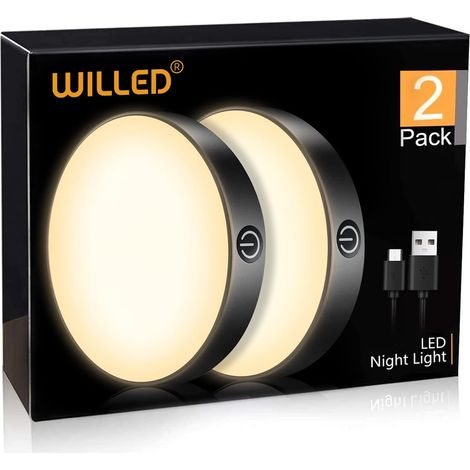Dimmable Touch Lamp 3000K Battery Powered Magnetic for Closet, Cabinet, Countertop, Kitchen, Bedroom (2 Pack) (1/5)