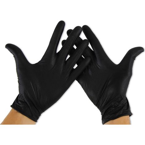 Gants jetables en nitrile - Taille S (100 unités), gants noirs sans latex (1/5)