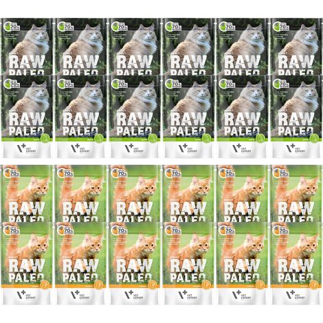 Nassfutter für ausgewachsene Katzen VetExpert Raw Paleo, Geschmacksmischung, 24 x 100 g