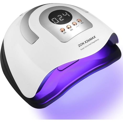Lampara UV - 380 W - 81 LED - Para Esmalte Semipermanente Gel y Barniz UV - Con Sensor Inteligente Temporizador 10s 30s 60s 99s - Pie Base Desmontable y Asa - ABS (1/5)