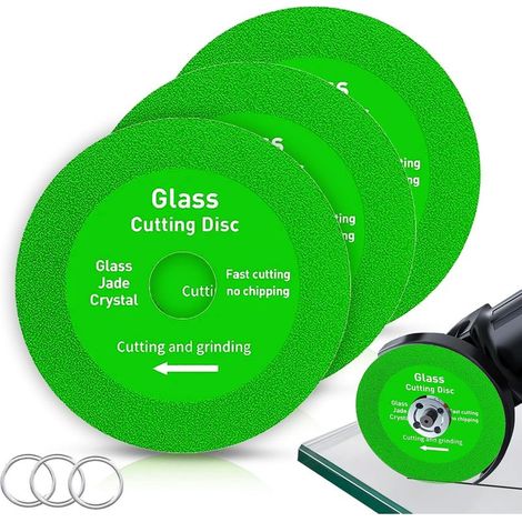 Set of 3 glass cutting discs, grinding discs for stone slabs 100 x 22.23 mm, professional diamond discs for glass tiles, porcelain, ceramics, jade crystal, M-blade (1/5)