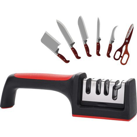 Aiguisoir à couteaux, Aiguisoir manuel à 3 niveaux pour couteaux de chef pour la cuisine domestique Outil d'aiguisage de précision (1/5)