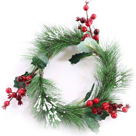 Couronne Capillaire Noël - Guirlande Florale Poinsettia Baie de Houx Pomme de Pin - Accessoire Cheveux Réglable pour Fêtes (1/5)
