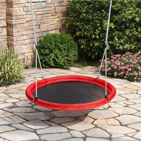 Portique de balançoire coloris rouge en acier (1/5)