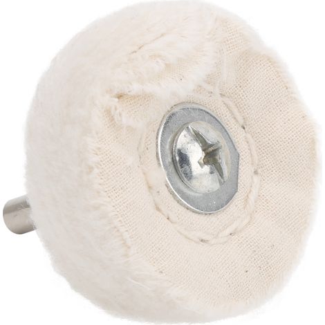 Lot de 50 meules coton polissage miroir 50mm, plat à manche, outil ponçage surface métal, disque feutre blanc. (1/5)