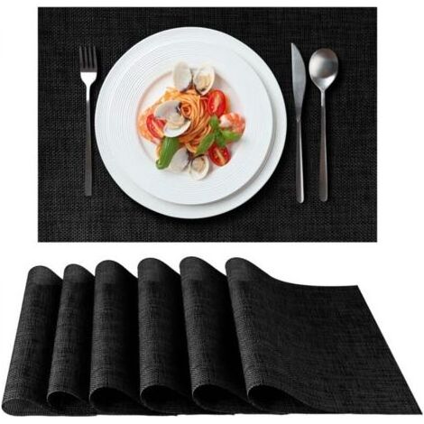 Sets de table Loco Bird Set of 6 noir - 44x32cm - Sets de table lavables en PVC - Sets de table résistants à la chaleur - Napperons - Sets de table (1/5)