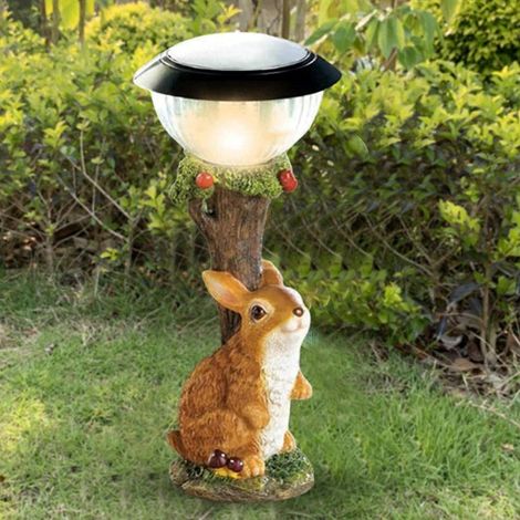 Set di 3 statuette di animali da giardino in resina leggera – alimentate a energia solare – decorazione per esterni – casa