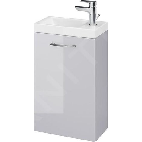 Cersanit Lara - Meuble avec lavabo, 59x39x22 cm, 1 porte, charnières G/D, gris S801-189 (1/3)