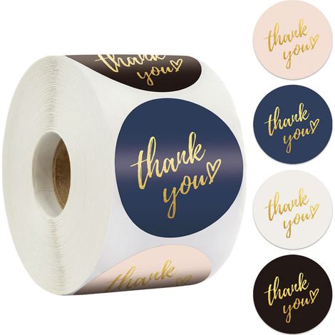 500 étiquettes autocollantes « Merci » rondes de 3,8 cm (1/5)
