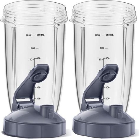 Accessoires pour mixeur, lot de 2 : gobelets mélangeurs de rechange compatibles avec les mixeurs Nutribullet, 2 gobelets de 946 ml avec 2 couvercles à charnière. Accessoires compatibles avec le mixeur (1/5)