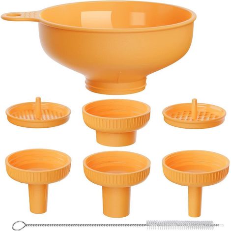 Trichter-Set mit 4 Ausgießern und 2 Sieben für kleine Flaschen, Einwecken, Öl (1/5)