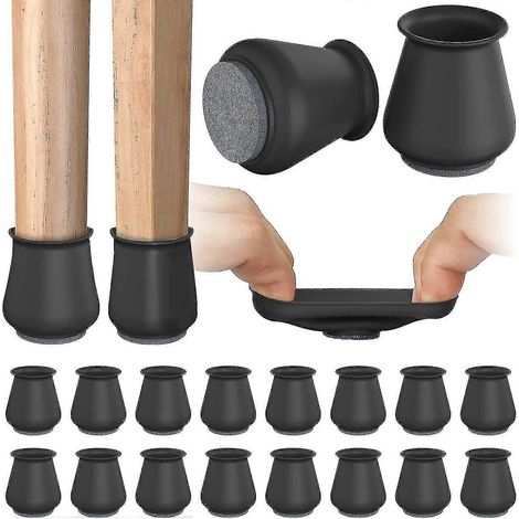 Lot de 16 protège-pieds de chaise, embouts en silicone, protections de sol, capuchons de protection pour meubles avec dos en feutre (1/5)