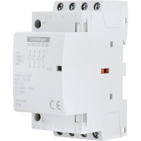 Contacteur modulaire SC201 2P 25A TYPE 40 (4NO+0NC) schelinger A62-SC-201-2P-25-40 (1/5)