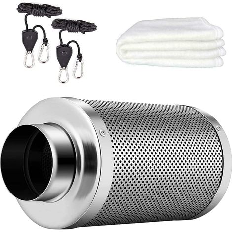 Filtro De Carbón Activado, Filtro De Aire De 100mm Olores Filtro De Aire De Escape Filtro De Cultivo Incluye Prefiltro Juego De EliminacióN De Olores Para Ventilador En LíNea Brida Reversible (1/3)