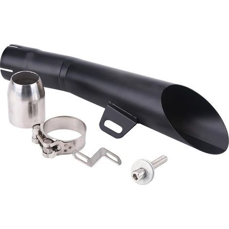 Tuyau d'Echappement, Tuyau de Queue de Silencieux Embout de Silencieux d'Echappement Embout d'Extrémité de Moto Universel en Acier Inoxydable(D-pour moto(Black)) (1/5)