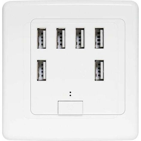 Universelle USB-Wandsteckdose, 6 integrierte Anschlüsse, 220 V 4 A Ladepanel, Schnellladefunktion – Crezuo