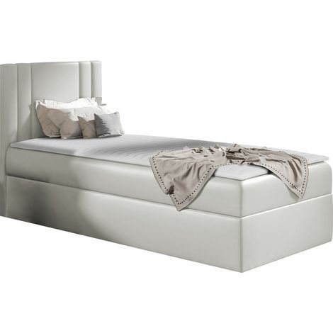 Cama continental Mel I, Blando 031, Continental, Individuales, 90x200, Cuero ecológico, Somieres, 92x208x103cm (1/5)