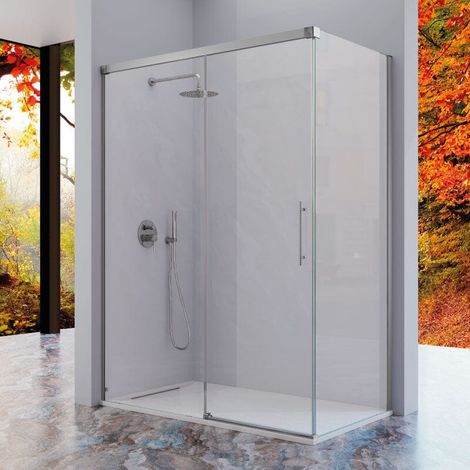 Paroi de douche fixe avec Porte coulissante + Paroi latérale URBAN 99-102 cm Paroi latérale : 76 - 79 cm
