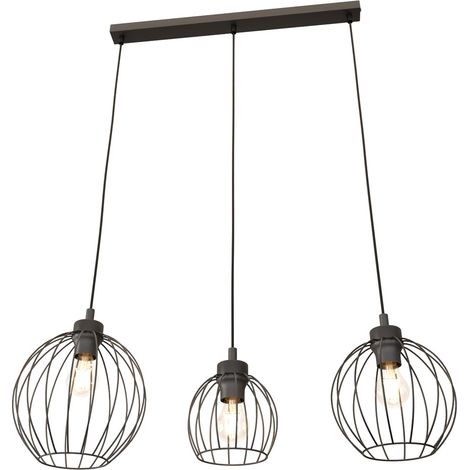 Suspension loft noire barre 3 globes réglable NANDO E27 (1/5)