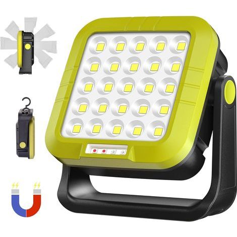 Foco LED recargable de 30 W, luz de trabajo LED de 1500 lúmenes con 7 modos de iluminación, luz de trabajo recargable de 5400 mAh, ideal para acampar, trabajar y pescar. (1/5)