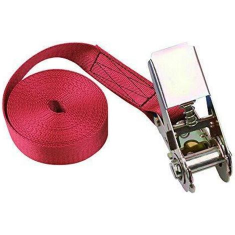 Spanngurt mit Ratsche, 800 kg Zurrkraft, 25 mm x 1 m, Rot