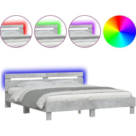Maison Exclusive - Estructura de cama cabecero y luces LED gris h