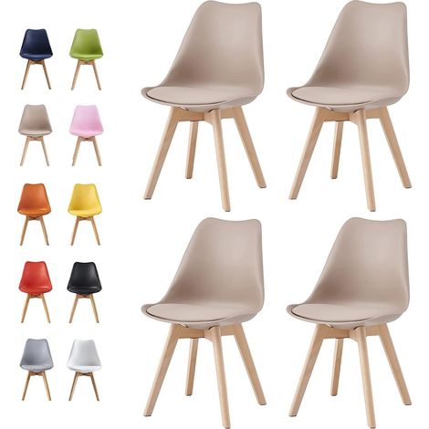 Set of 4 Dining Chairs Designer Side Chairs Wooden Home Office Commercial EVA BROWN