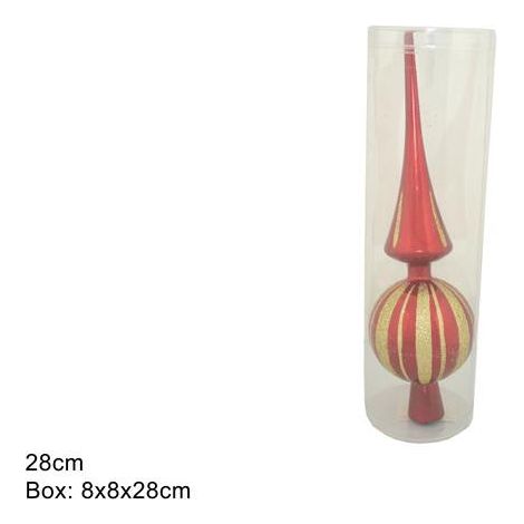 PUNTALE DIMENSIONE 28 CM DECORATO CON GLITTER COLORE ROSSO