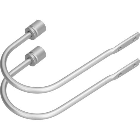 Lot de 2 crochets de rideau cylindriques en alliage d'aluminium en forme de U, pour la maison, le bureau ou la chambre (argenté). (1/5)