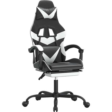 Maison Exclusive - Sedia da Gaming con Poggiapiedi Nero e Bianco in Similpelle (1/5)
