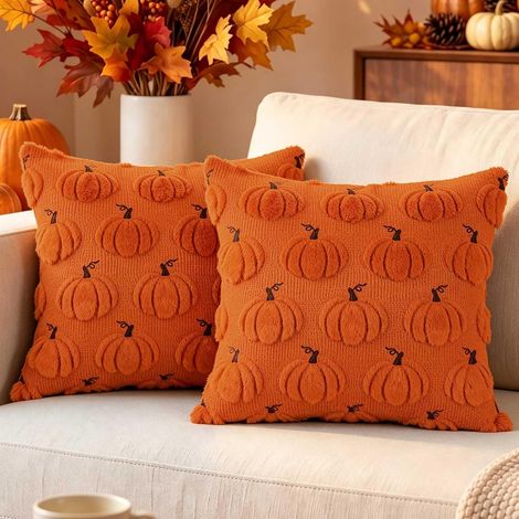Set di 2 federe autunnali per cuscini 45x45 cm, federe decorative a forma di zucca per divano, camera da letto, decorazioni autunnali per il Ringraziamento, Halloween e altri eventi speciali 45 x 45 c (1/5)