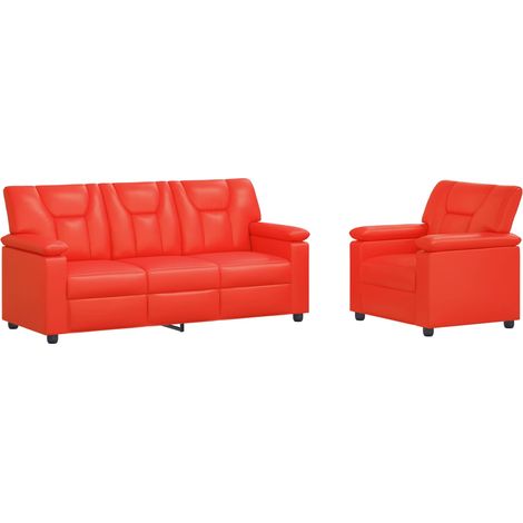 Ensemble de Canapés 2 pcs Rouge Simili cuir vidaXL