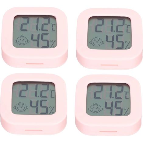 CCYKXA4-Piece Pink Indoor Digital Thermometer Set with Large Display, Measures Humidity and Temperature, Simple Design, Tabletop Use (1/5)