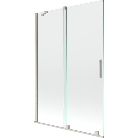 Mexen Velar paratia vasca da bagno scorrevole a 2 ante 120 x 150 cm, trasparente, nichel spazzolato - 896-120-000-01-97 (1/5)