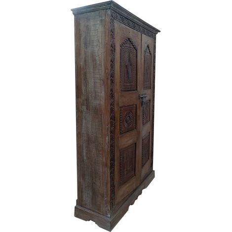 Armario de madera marrón 124x41x212hcm (1/5)