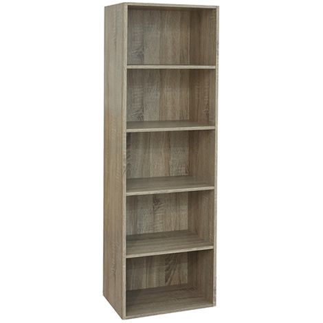 Libreria a colonna componibile verticale con 5 ripiani 40x29x132H rovere nordico (1/2)