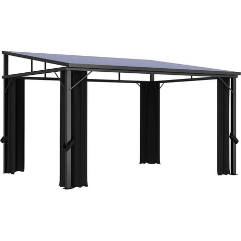 vidaXL Cenador con cortina gris antracita 405x294x244 cm (1/5)