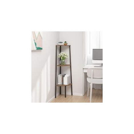 Étagère d'angle 3 niveaux Marron foncé et noir 45,5x31,5x120 (1/5)
