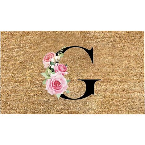 Doormat - Alphabet - Personalized Letter Design - Non Slip Backing - For Entryway Doorstep - 40 x 60 cm - 1 Piece (1/4)