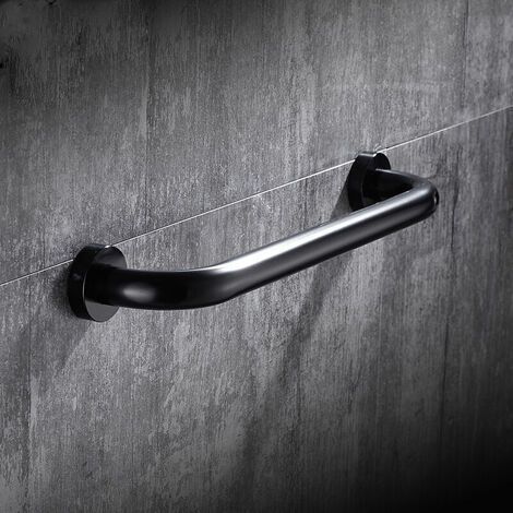 Barre d'appui pour toilettes Barre d'appui pour baignoire en acier inoxydable Porte-serviettes mural Barre d'appui pour baignoire de salle de bain Noir (30 cm) (1/4)