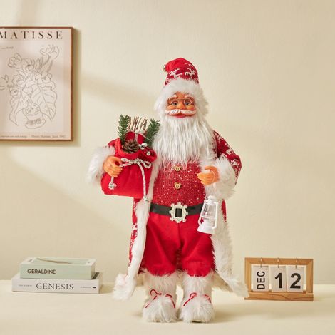 Ochine Statuetta Babbo Natale 60 cm – Tessuto Non Tessuto e Plastica, Costume Rosso Tradizionale – Design Elegante – Ideale per Decorazione Interni Casa e Vetrine (1/4)