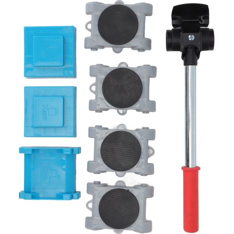 Kit de 8 roulettes pivotantes à 360° pour meubles lourds, facilitant leur déplacement.