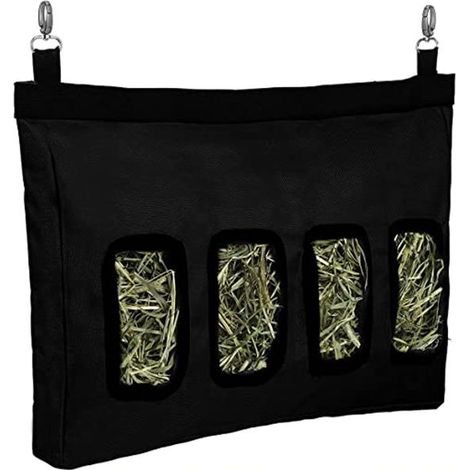 Sacs de Mangeoire de Foin pour Lapin, Sac de Mangeoire de Foin de Cochon d'Inde, Sac de Mangeoire de Foin Suspendu pour Petits Animaux, Tissu Oxford 600D à Grande Capacité (Noir) (1/5)