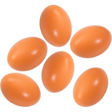 Œufs en bois artisanaux pour poules – Lot de 6 œufs factices en bois naturel, idéaux pour stimuler la ponte et décorer le poulailler (1/5)