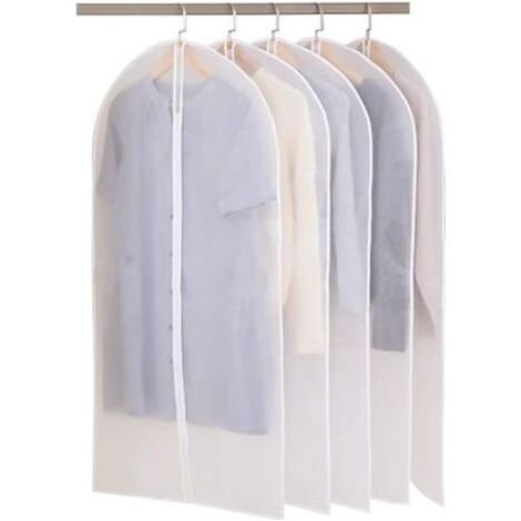 Housses de Vêtements, 5 Pcs Lavables, Anti-Poussière et Étanches, Sac avec Zip pour Chemises et Costumes (60x120cm) (1/4)