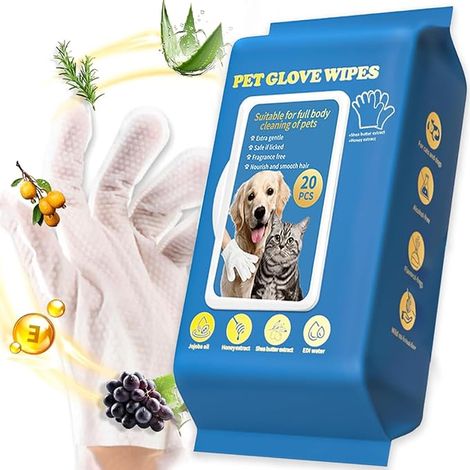 Dog and Cat Cleaning Gloves, Grooming Gloves Cleaner and Deodorizer, Dog and Cat Hair Cleaner, Face, Ears, Eyes
