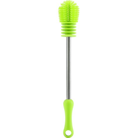 Nettoyant de cuisine de brosse de bouteille en silicone rotative à 360 ° avec poignée antidérapante pour le lavage vert (1/5)