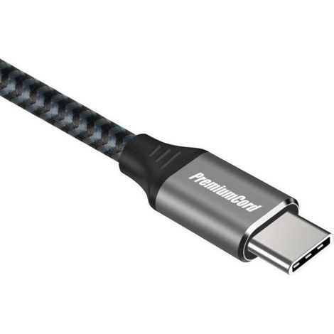 PremiumCord Câble USB-C ( USB 3.2 GEN 2, 3A, 60W, 20Gbit/s ) tresse en coton 1.5m
